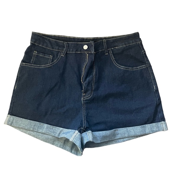 SHEIN Pants - high waist roll up hem denim shorts